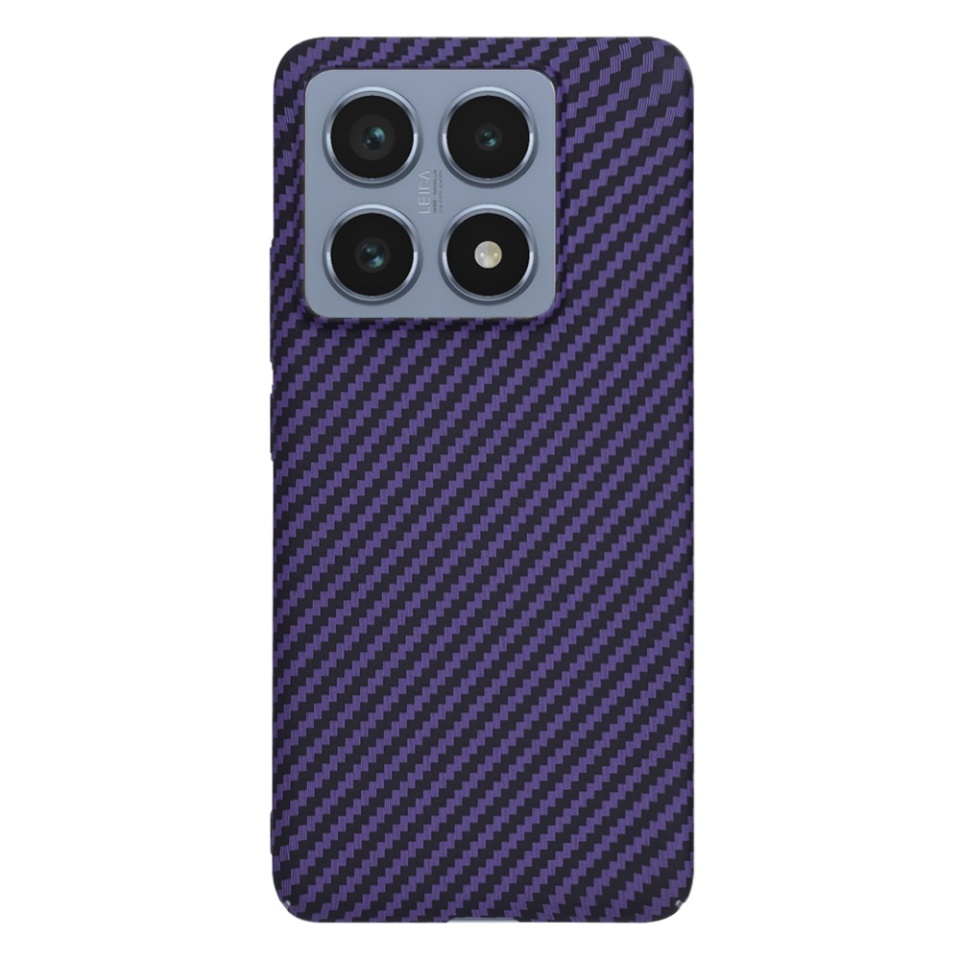 Husa pentru Xiaomi 14T Pro, SKYDDAR INNOVATION, textura carbon, Carbonite FiberShell, set cu sticker, Mov, - 2 | YEO