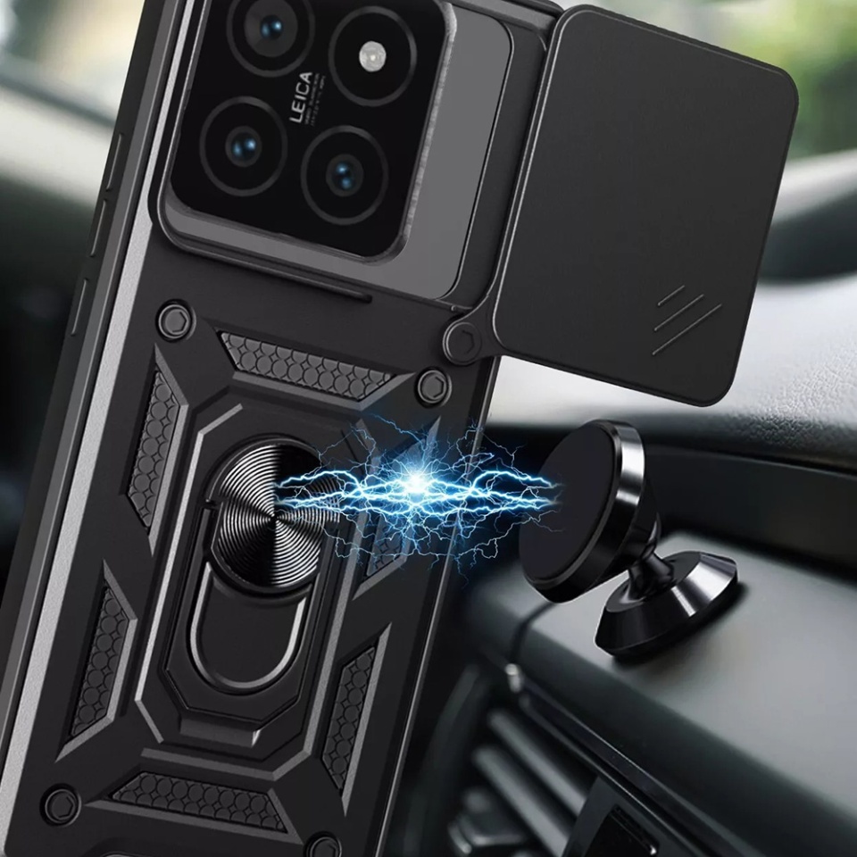 Husa pentru Xiaomi 15 Pro cu inel magnetic si protectie camera Skyddar CamShield - Negru - 2 | YEO
