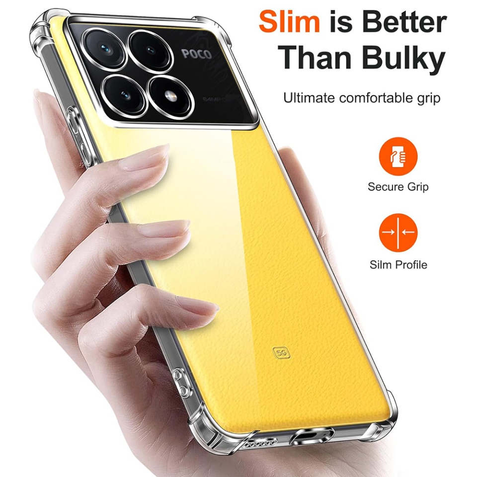 Husa pentru Xiaomi Poco X6 Pro , SKYDDAR INNOVATION, Shockproof Clear din Silicon Slim, Transparenta, set cu sticker - 1 | YEO