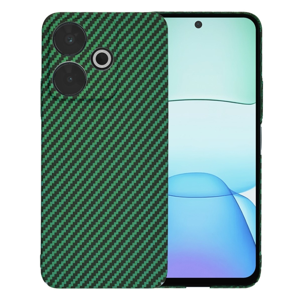 Husa pentru Xiaomi Redmi 13 / Poco M6 4G, SKYDDAR INNOVATION, textura carbon, Carbonite FiberShell, set cu sticker, Verde,