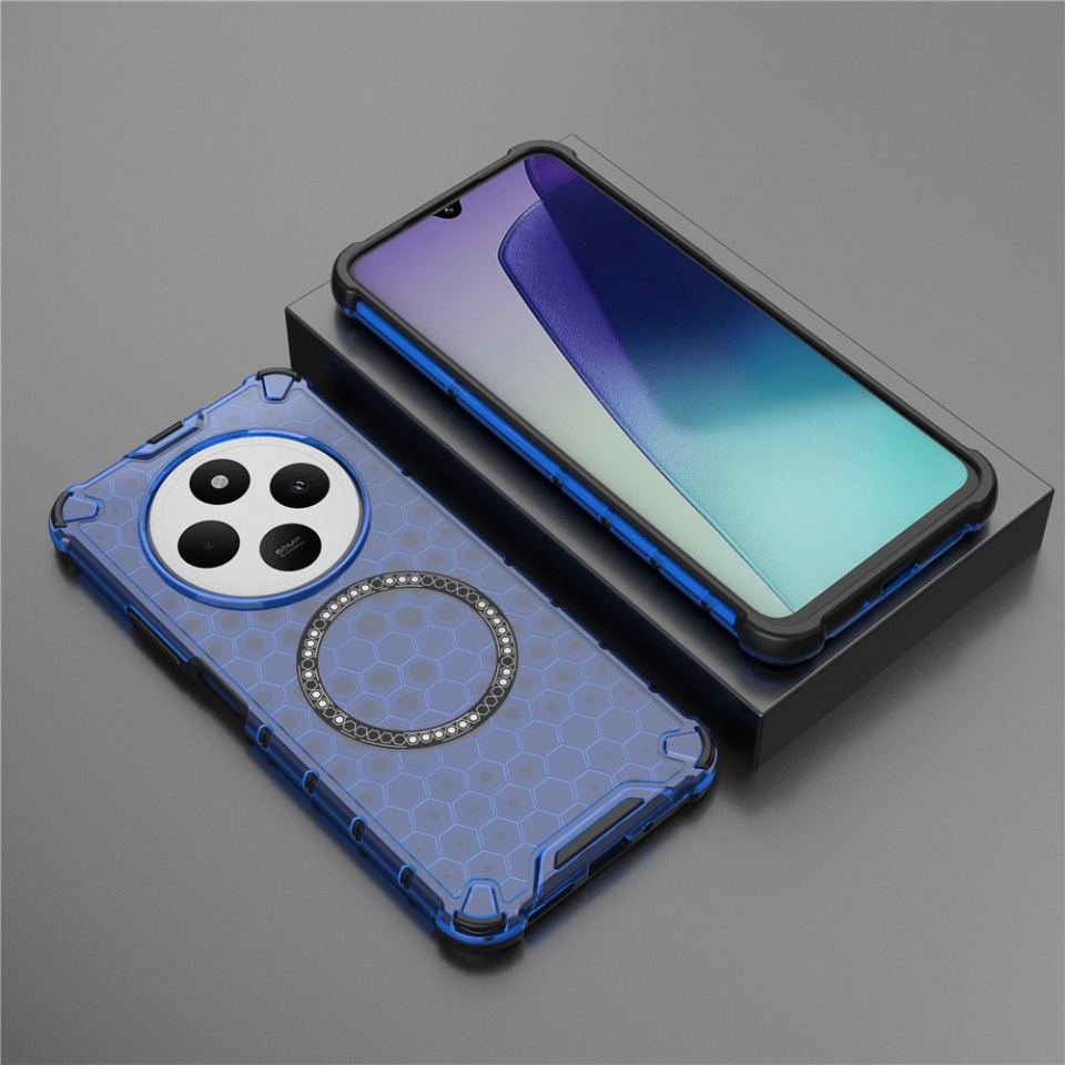 Husa pentru Xiaomi Redmi 14C / Poco C75, SKYDDAR INNOVATION, HoneyComb Shield MagSafe, Antisoc, set cu sticker, Albastru - 3 | YEO