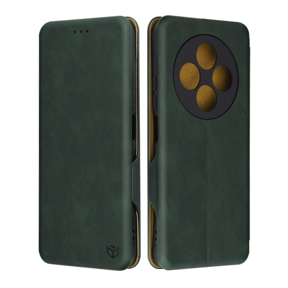 Husa pentru Xiaomi Redmi 14C / Poco C75, SKYDDAR INNOVATION, Safe Wallet tip carte din Piele Ecologica, Suport Carduri, Inchidere Magnetica, Verde, set cu sticker