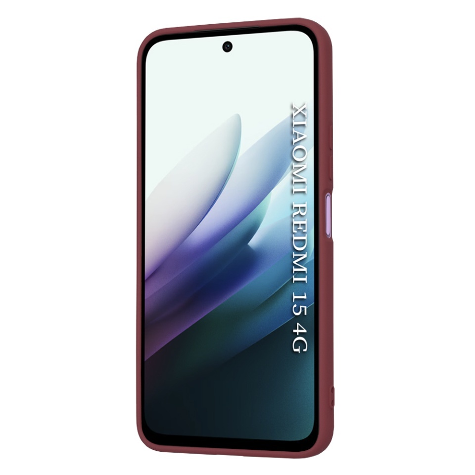 Husa pentru Xiaomi Redmi 15 5G / Redmi 15 4G, SKYDDAR INNOVATION, din Silicon Catifelat, SoftElegance, set cu sticker, Bordo - 1 | YEO