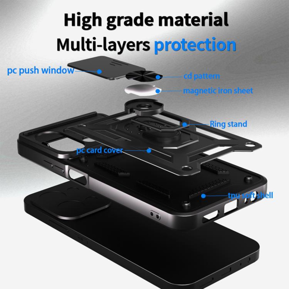 Husa pentru Xiaomi Redmi 15C 4G / Redmi 15C 5G, SKYDDAR INNOVATION, CamShield, Inel magnetic, set cu sticker, Negru - 2