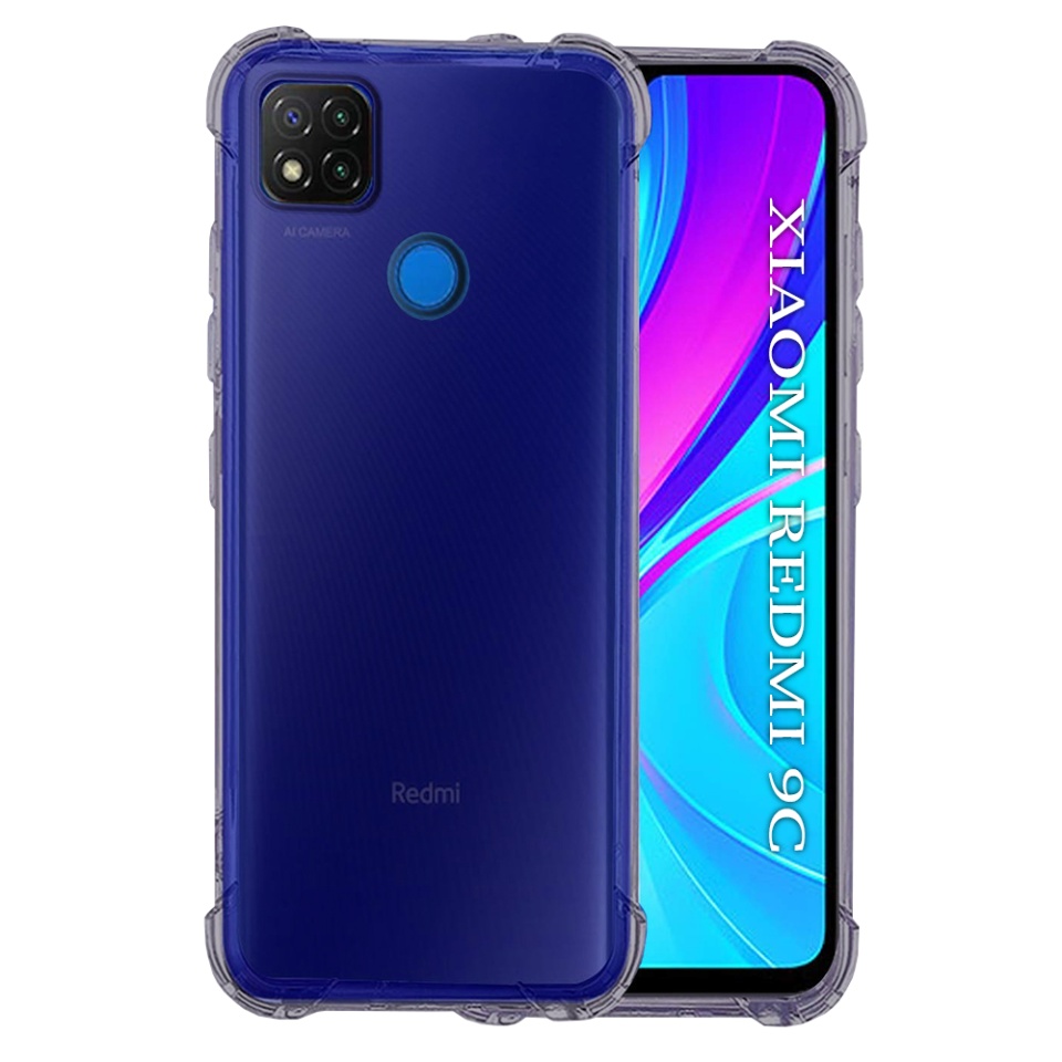 Husa pentru Xiaomi Redmi 9C NFC / Redmi 9C, SKYDDAR INNOVATION, Shockproof Clear Silicone, Silicon Slim, set cu sticker, Fumuriu