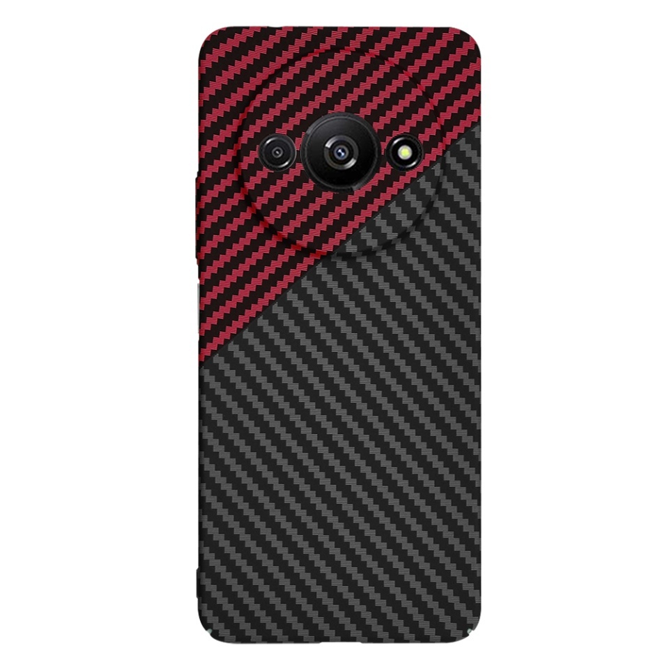 Husa pentru Xiaomi Redmi A3 / Redmi A3x, SKYDDAR INNOVATION, textura carbon, Carbonite FiberShell, set cu sticker, Rosu inchis, - 2 | YEO