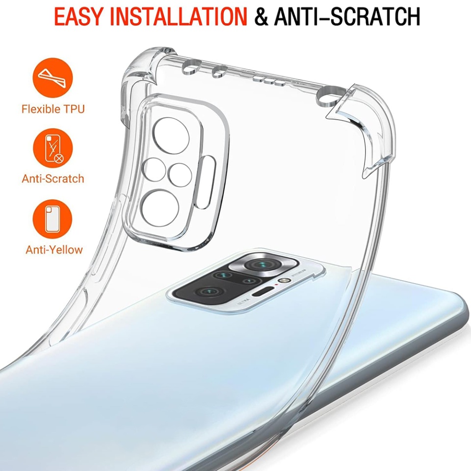 Husa pentru Xiaomi Redmi Note 10 Pro / Redmi Note 10 Pro Max , SKYDDAR INNOVATION, Shockproof Clear din Silicon Slim, Transparenta, set cu sticker - 2 | YEO