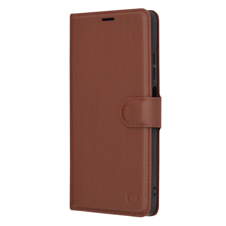Husa pentru Xiaomi Redmi Note 12 Pro 5G, SKYDDAR INNOVATION, Leather Folio tip Carte, cu Portofel Interior, Finisaje Premium, set cu sticker, Maro - 3 | YEO