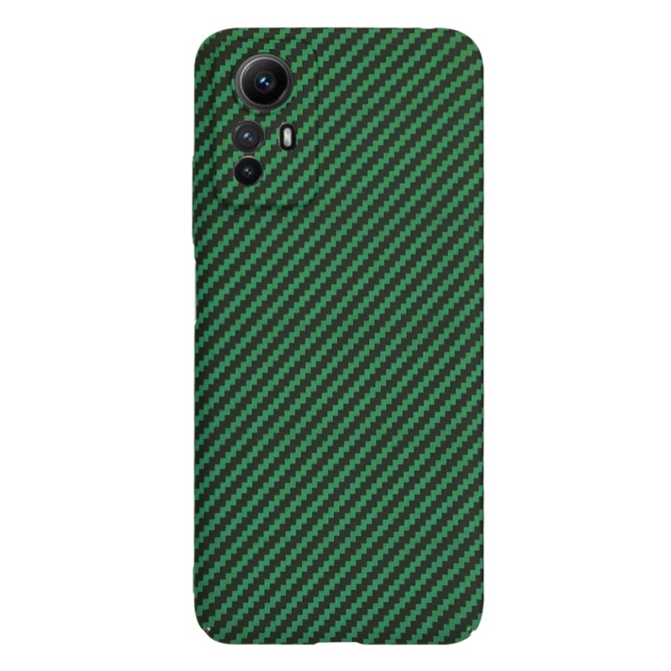 Husa pentru Xiaomi Redmi Note 12S, SKYDDAR INNOVATION, textura carbon, Carbonite FiberShell, set cu sticker, Verde, - 2 | YEO