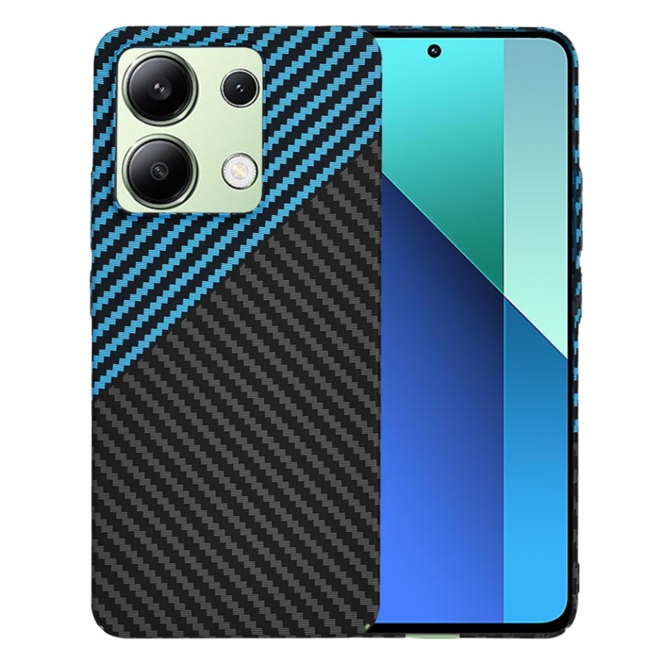 Husa pentru Xiaomi Redmi Note 13 4G, SKYDDAR INNOVATION, textura carbon, Carbonite FiberShell, set cu sticker, Bleu,