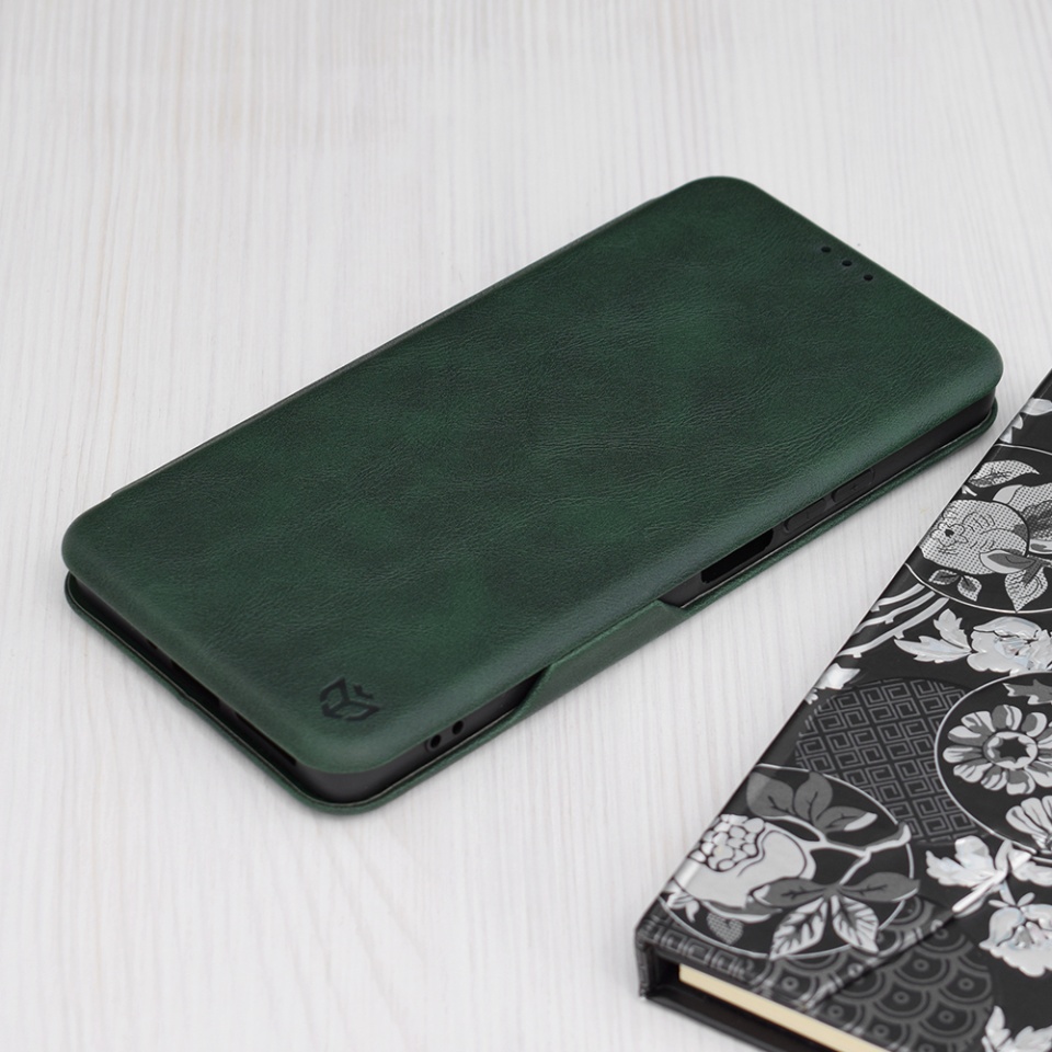 Husa pentru Xiaomi Redmi Note 13 5G, SKYDDAR INNOVATION, Safe Wallet tip carte din Piele Ecologica, Suport Carduri, Inchidere Magnetica, Verde, set cu sticker - 3 | YEO