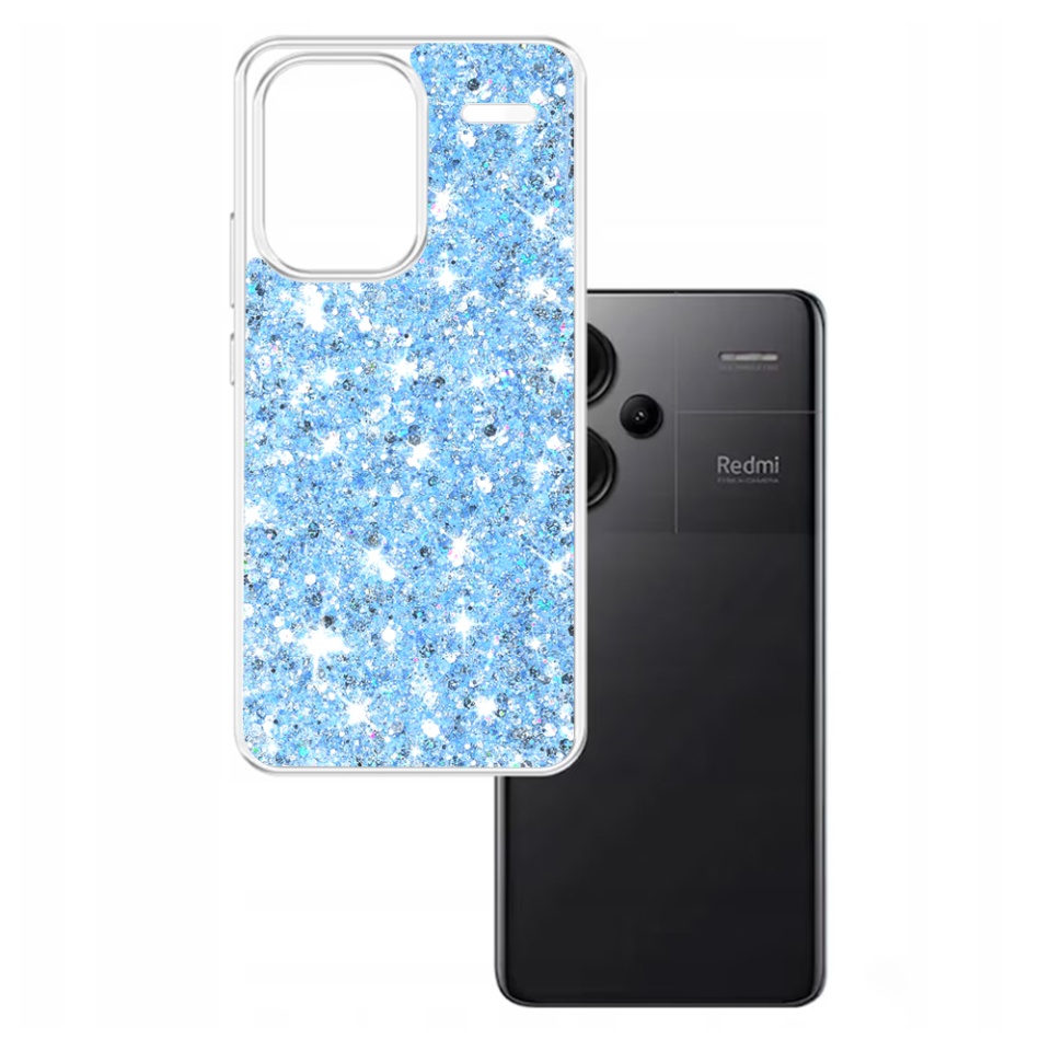 Husa pentru Xiaomi Redmi Note 13 Pro+ 5G , Fundal Detasabil, din Silicon cu Sclipici, Design Stralucitor, Protectie Completa - Bleu