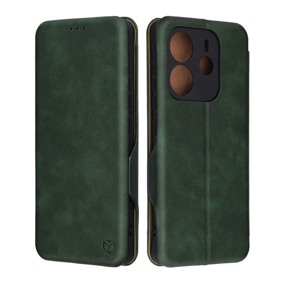 Husa pentru Xiaomi Redmi Note 14 4G (163.25 x 76.55 x 8.16mm), SKYDDAR INNOVATION, Pocket Safe, tip carte din Piele Ecologica, Suport Carduri, Inchidere Magnetica, set cu sticker, Verde - 5