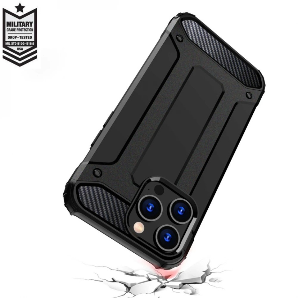 Husa pentru Xiaomi Redmi Note 14 4G (Regional), SKYDDAR INNOVATION, Hybrid Armor, din Plastic Dur, Margini Cauciucate, Antisoc, Negru, set cu sticker - 1 | YEO