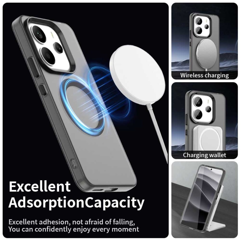 Husa pentru Xiaomi Redmi Note 14 4G (Regional), SKYDDAR INOVATION, CandyCase, Magsafe, set cu sticker, Negru - 3 | YEO