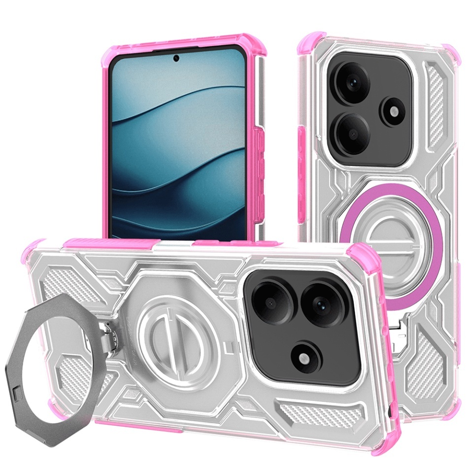 Husa pentru Xiaomi Redmi Note 14 5G, Antisoc, SKYDDAR INOVATION, Carbon Shield PRO, Magsafe, set cu sticker, Roz
