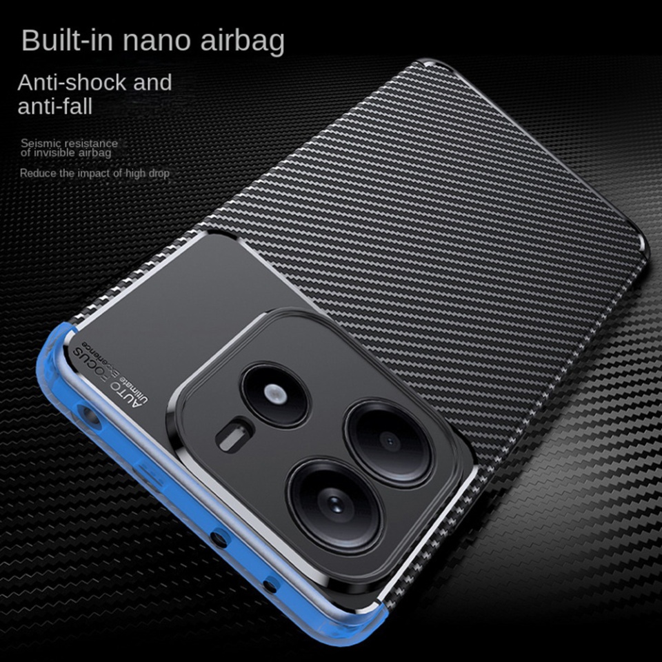 Husa pentru Xiaomi Redmi Note 14 5G, SKYDDAR INNOVATION, CarbonFiber, Antisoc, Negru, set cu sticker - 1 | YEO