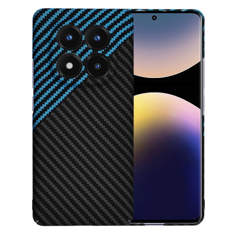 Husa pentru Xiaomi Redmi Note 14 Pro+ 5G, SKYDDAR INNOVATION, Carbonite FiberShell, Bleu, set cu sticker