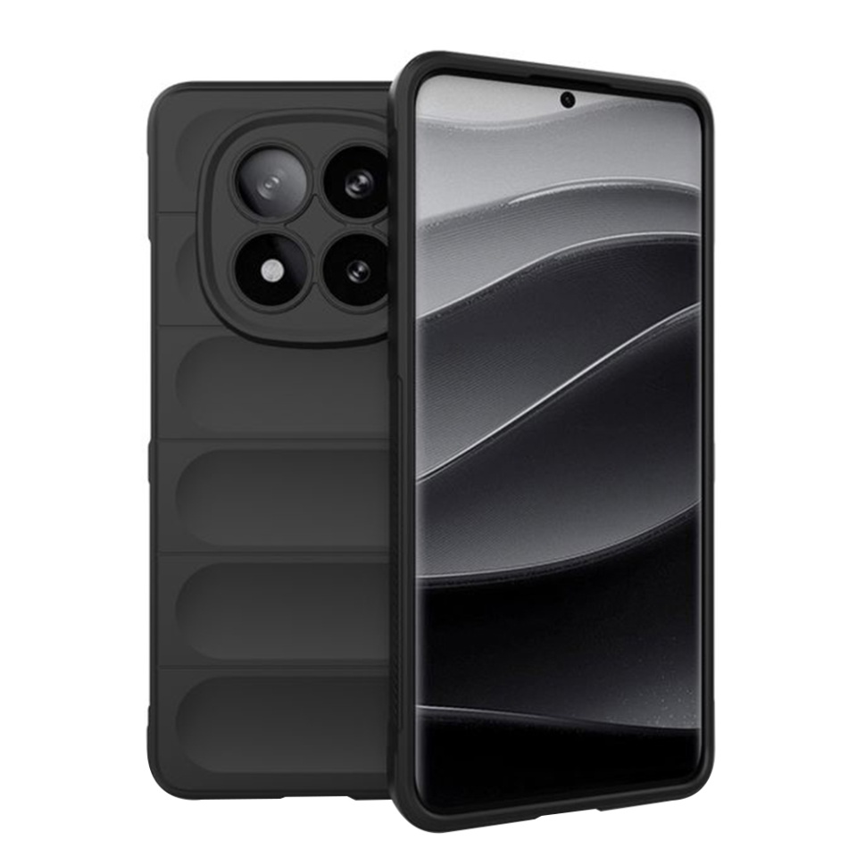 Husa pentru Xiaomi Redmi Note 14 Pro+ 5G, SKYDDAR INNOVATION, Magic Shield, din Silicon Mat, set cu sticker, Negru