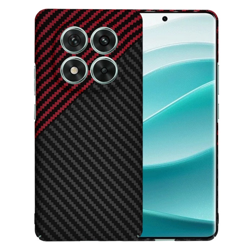 Husa pentru Xiaomi Redmi Note 14 Pro, Finisaj Premium cu Textura de Carbon, Design Elegant, SKDR CarbonFlex - Rosu inchis