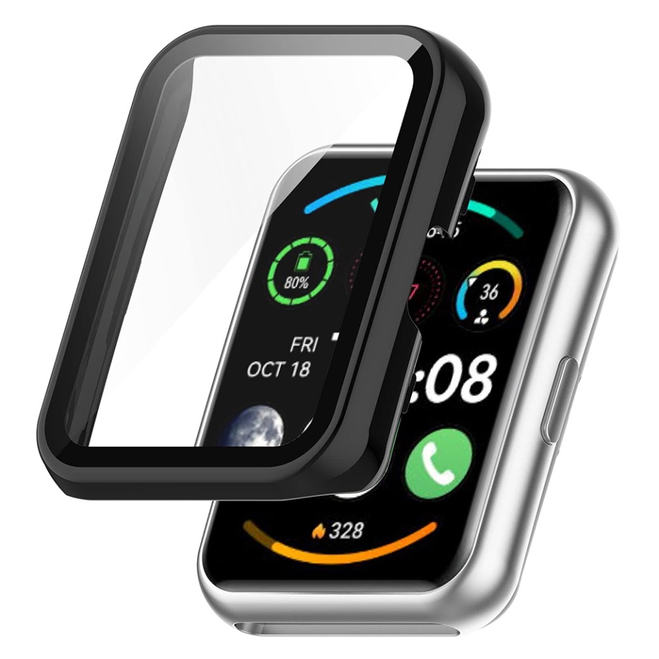 Husa Protectie 360°, Ultra-Subtire, Anti-Soc pentru Huawei Watch Fit 2, Anti-Soc Full Screen - Negru