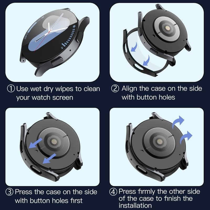 Husa Protectie 360°, Ultra-Subtire, Anti-Soc pentru Samsung Galaxy Watch7 (40mm), Anti-Soc Full Screen - Negru - 2 | YEO