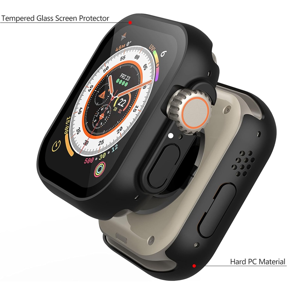 Husa protectie Smartwatch Apple Watch Ultra / Ultra 2, SKYDDAR INNOVATION, Defense360 Pro + Screen Protector, AntiSoc, set cu sticker, Negru - 2 | YEO