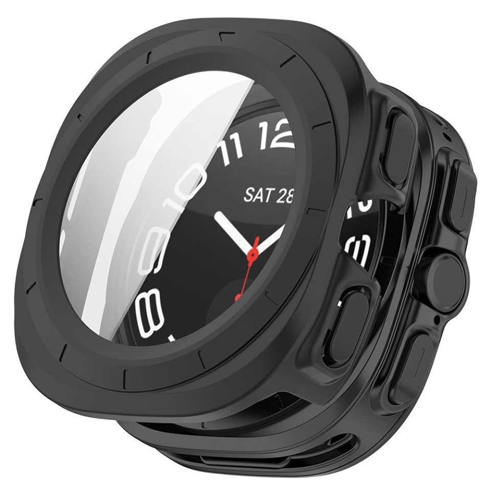 Husa protectie Smartwatch Samsung Galaxy Ultra (47mm), SKYDDAR INNOVATION, Defense360 Pro + Screen Protector, AntiSoc, set cu sticker, Negru
