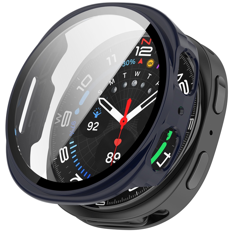 Husa protectie Smartwatch Samsung Galaxy Watch8 44mm, SKYDDAR INNOVATION, Defense360 Pro + Screen Protector, AntiSoc, set cu sticker, Bleumarin