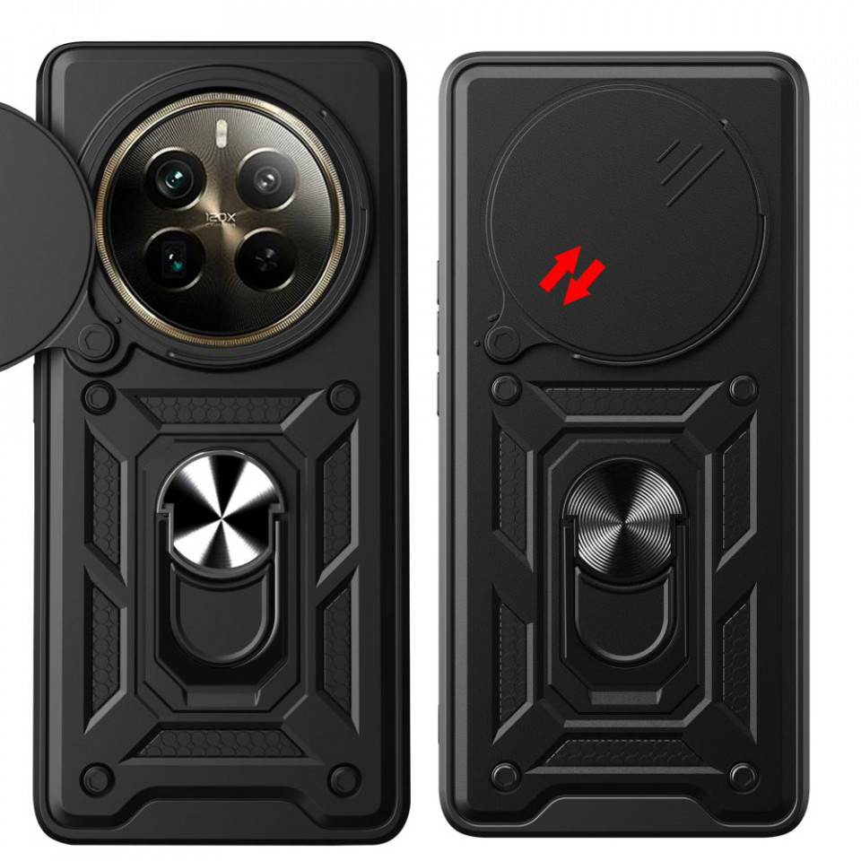 Husa Realme 12 Pro / 12 Pro+ cu inel magnetic si protectie camera Skyddar CamShield - Negru - 1 | YEO