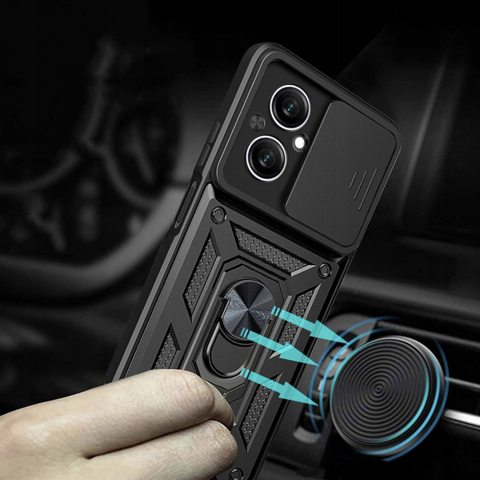 Husa Realme C67 4G cu inel magnetic si protectie camera Skyddar CamShield - Negru - 2 | YEO