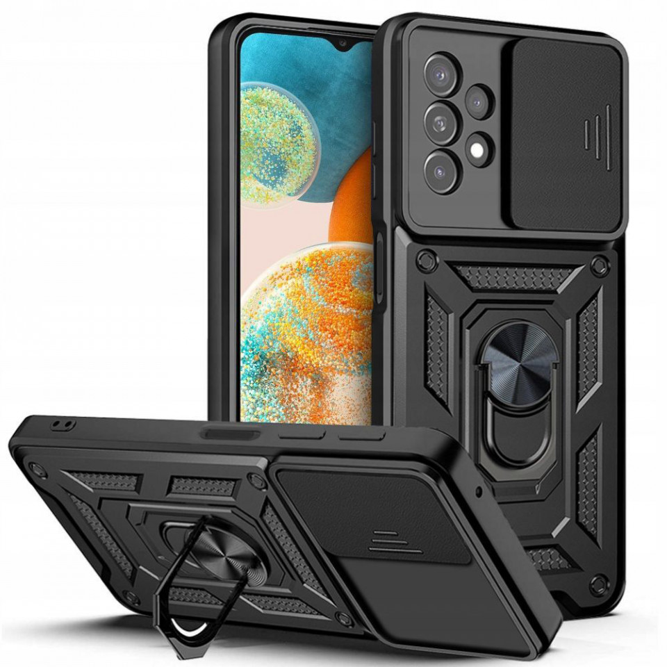 Husa Samsung Galaxy A23 / A23 5G cu inel magnetic, Techsuit CamShield - Negru