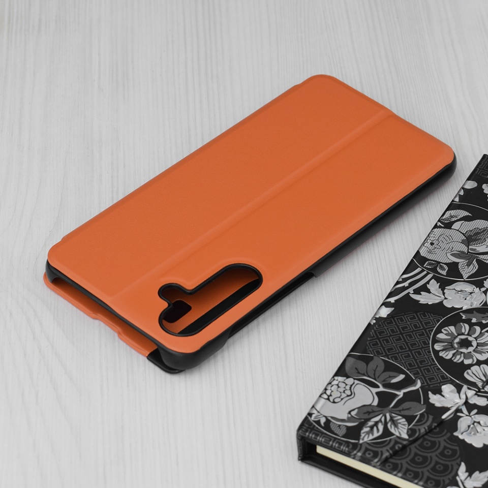 Husa Samsung Galaxy M55 tip carte, Skyddar Eco View Leather - Portocaliu - 1 | YEO