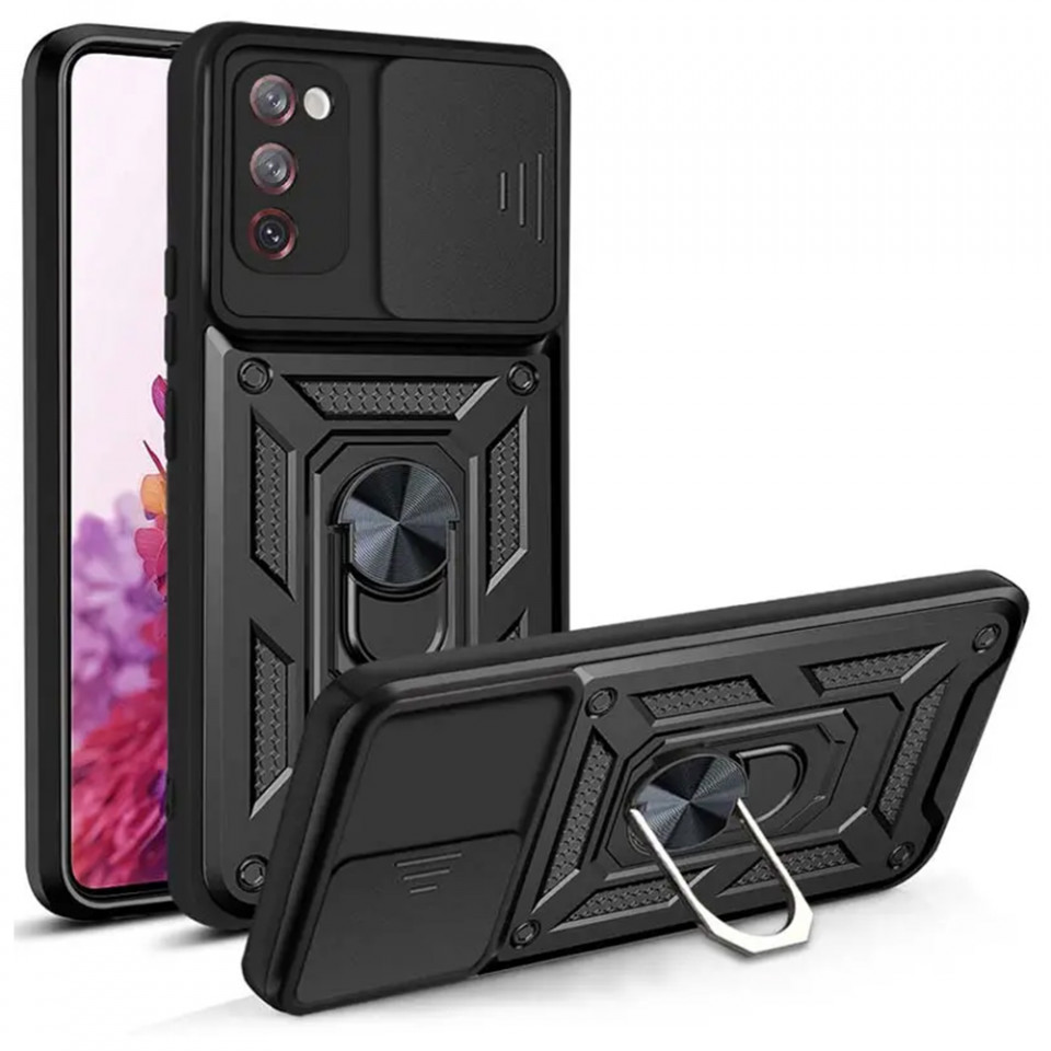 Husa Samsung Galaxy S20 FE cu inel magnetic, Techsuit CamShield - Negru