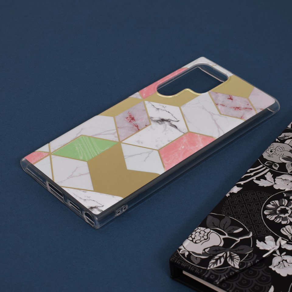 Husa Samsung Galaxy S22 Ultra Marble Series, Techsuit - Purple Hex - 3 | YEO