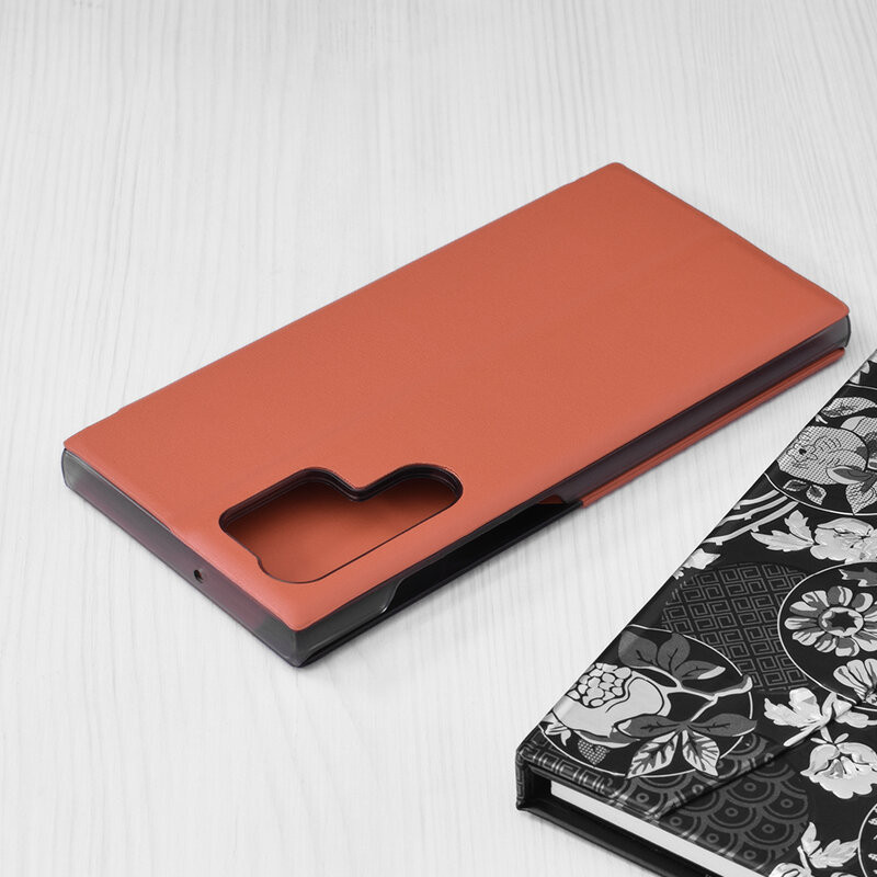 Husa Samsung Galaxy S22 Ultra tip carte, Techsuit eFold - Orange - 2 | YEO