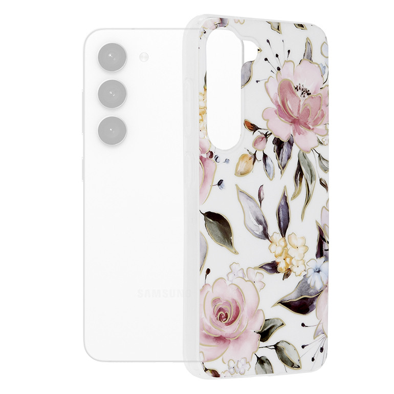 Husa Samsung Galaxy S23 Marble Series, Techsuit - Chloe White