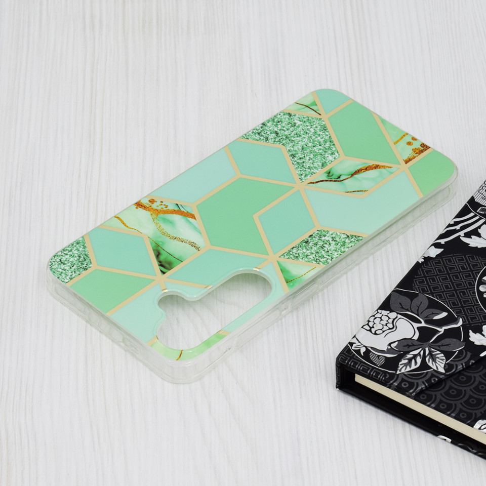 Husa Samsung Galaxy S24 Plus din silicon, Techsuit Marble - Verde - 3 | YEO