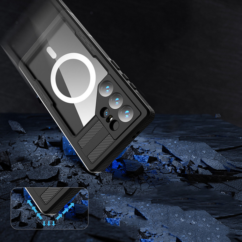 Husa Samsung Galaxy S24 Ultra rezistenta la apa, Waterproof IP68, ShellBox - Negru - 2 | YEO