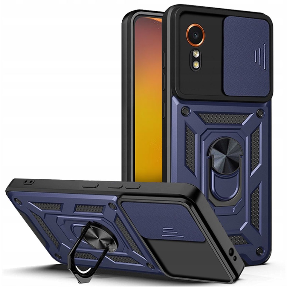 Husa Samsung Galaxy Xcover7 cu inel magnetic si protectie camera Skyddar CamShield - Albastru