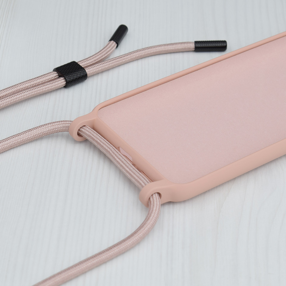 Husa silicon Honor X8a cu snur, Techsuit Crossbody Lanyard - Roz - 1 | YEO