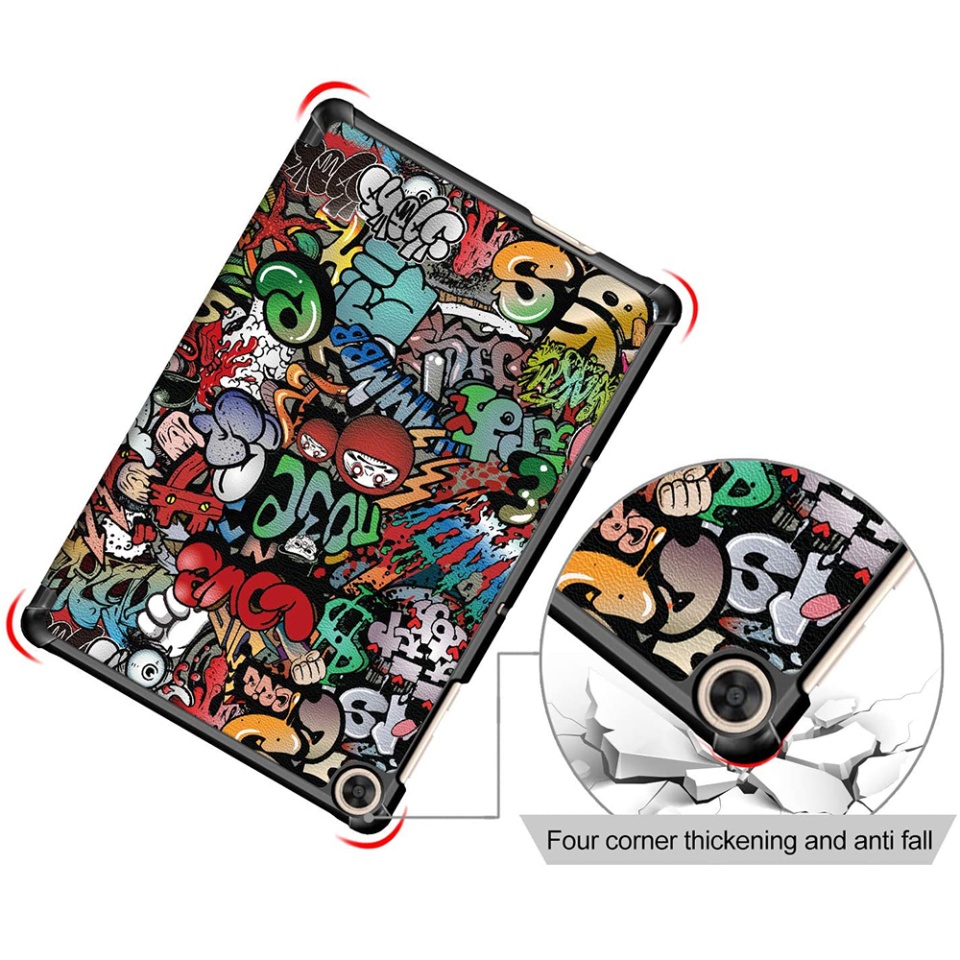 Husa tableta pentru Huawei Matepad T 10 / T 10S (9.7 inch / 10.1 inch), SKYDDAR INNOVATION, cu suport Multi-Unghi si functie Sleep/Wake, FoldPro, Multicolor, set cu sticker - 3 | YEO