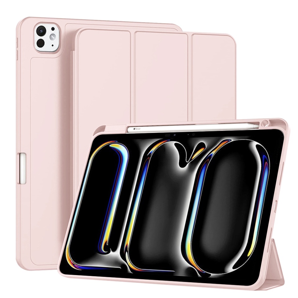 Husa tableta pentru iPad Pro 11 (2024) cu suport cu 2 Unghiuri și functie Sleep/Wake, SKDR OfficeMate - Roz