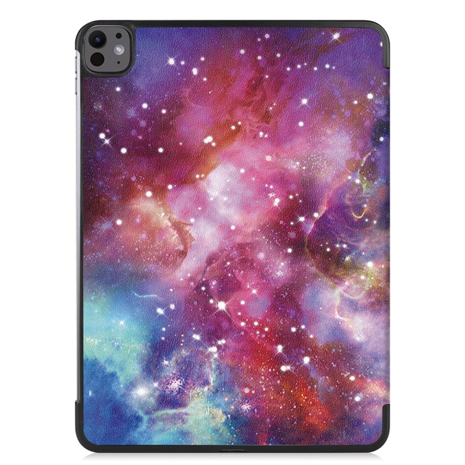 Husa tableta pentru iPad Pro 13 (2024), SKYDDAR INNOVATION, cu suport Multi-Unghi si functie Sleep/Wake, FoldPro, Galaxy, set cu sticker - 2 | YEO