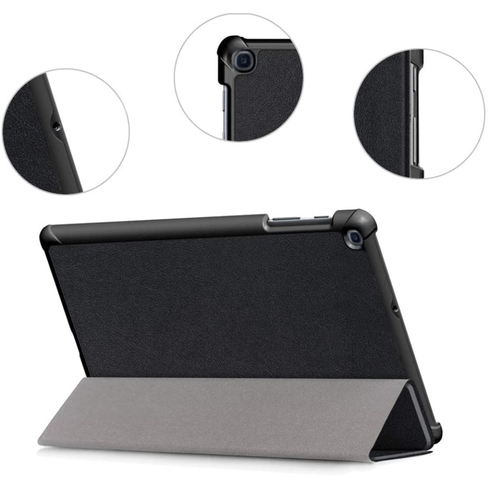 Husa tableta pentru Samsung Galaxy Tab A 10.1 2019 T510, SKYDDAR INNOVATION, cu suport Multi-Unghi si functie Sleep/Wake, FoldPro, Negru, set cu sticker - 3 | YEO