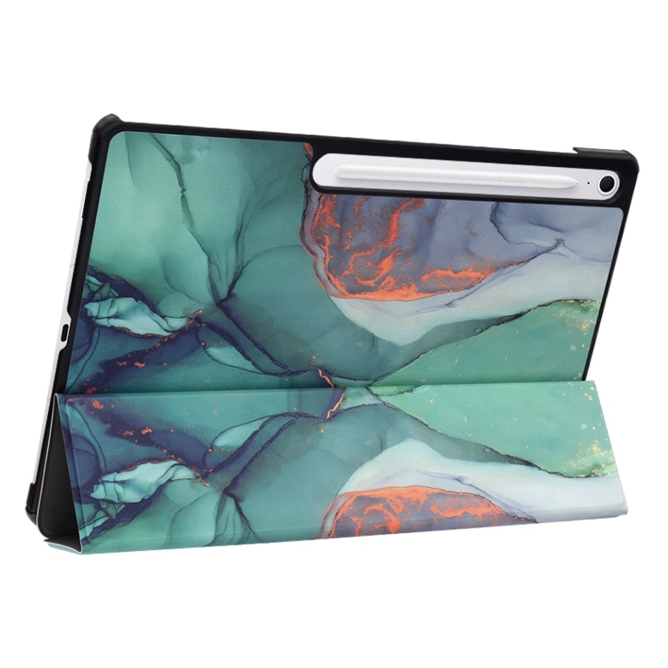 Husa tableta pentru Samsung Galaxy Tab S10 FE Plus, SKYDDAR INNOVATION, cu suport Multi-Unghi si functie Sleep/Wake, FoldPro, Green time, set cu sticker - 1 | YEO
