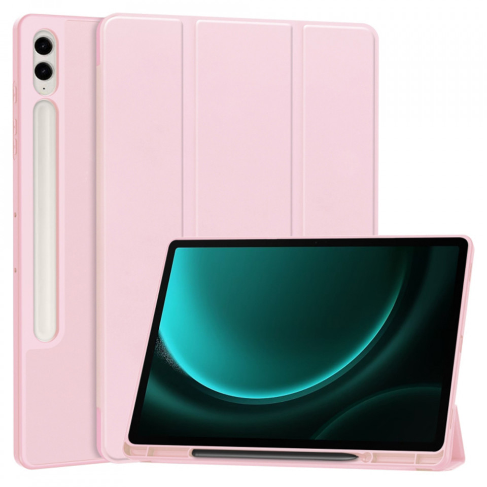 Husa tableta pentru Samsung Galaxy Tab S9 FE Plus cu suport 2 Unghiuri și functie Sleep/Wake, SKDR OfficeMate - Roz