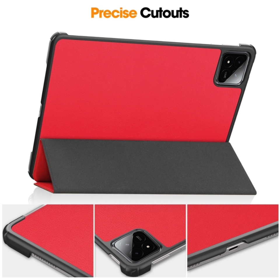 Husa tableta pentru Xiaomi Pad 6S Pro 12.4, SKYDDAR INNOVATION, cu suport Multi-Unghi si functie Sleep/Wake, FoldPro, Rosu, set cu sticker - 2 | YEO