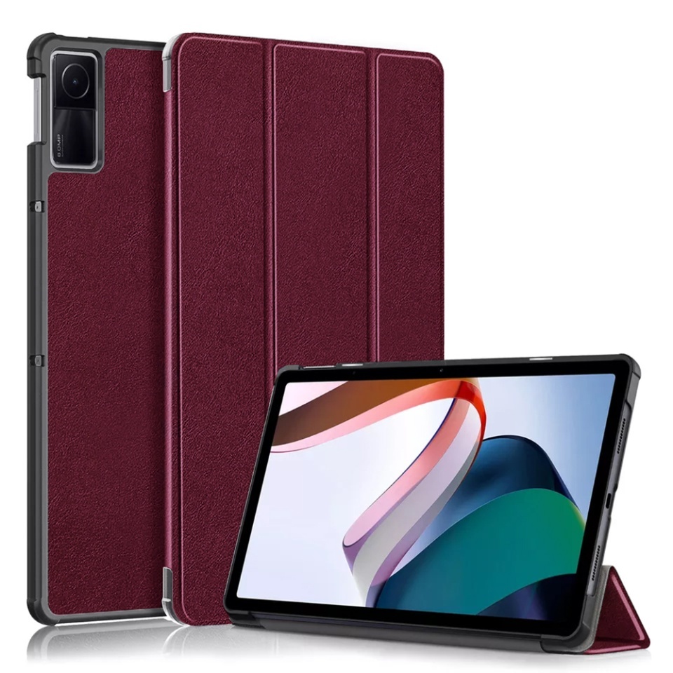 Husa tableta pentru Xiaomi Redmi Pad, SKYDDAR INNOVATION, cu suport Multi-Unghi si functie Sleep/Wake, FoldPro, Rosu, set cu sticker