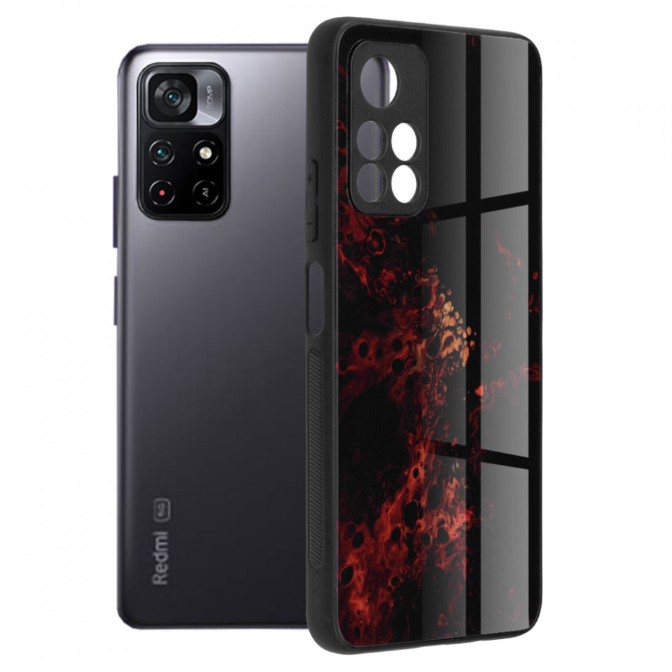 Husa Xiaomi Poco M4 Pro 5G cu sticla securizata, Techsuit Glaze - Red Nebula - 1 | YEO
